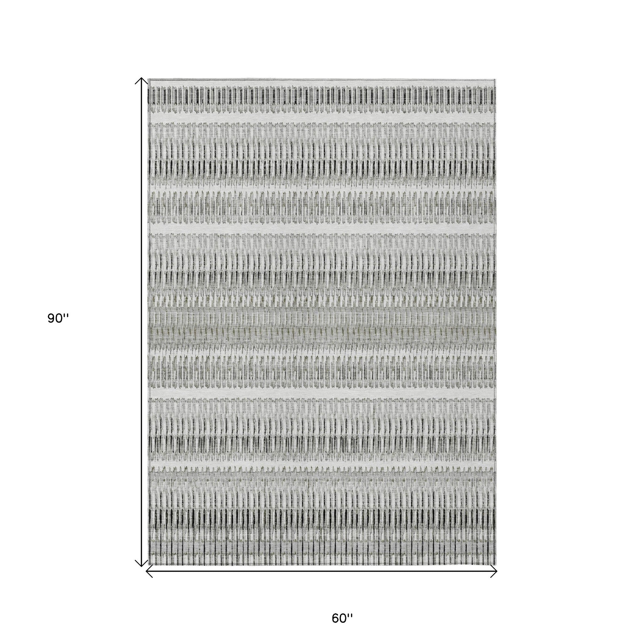 5' X 8' Striped Washable Indoor/Outdoor Area Rug
