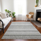 5' X 8' Striped Washable Indoor/Outdoor Area Rug