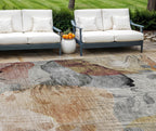 9' x 12' Terra Cotta Floral Washable Indoor/Outdoor Area Rug