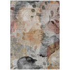 9' x 12' Terra Cotta Floral Washable Indoor/Outdoor Area Rug