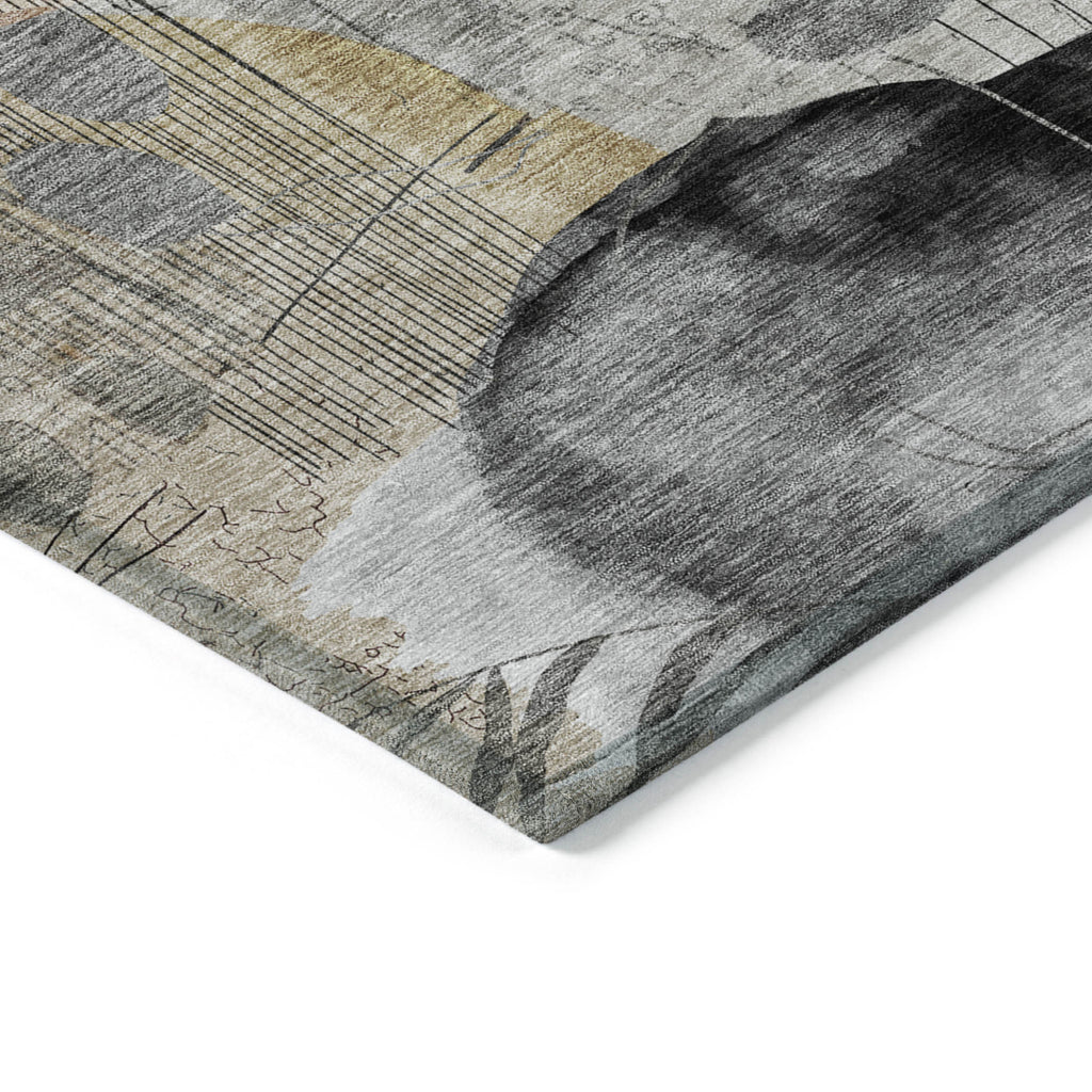 9' x 12' Terra Cotta Floral Washable Indoor/Outdoor Area Rug