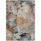 9' x 12' Terra Cotta Floral Washable Indoor/Outdoor Area Rug