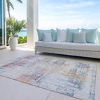 9' x 12' Multicolor Abstract Washable Indoor/Outdoor Area Rug