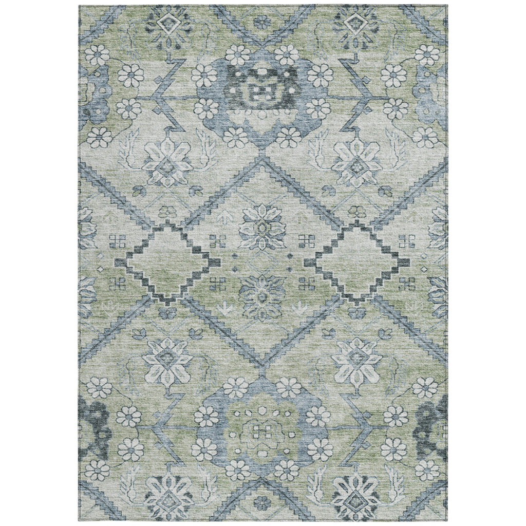 10' X 14' Floral Washable Indoor/Outdoor Area Rug