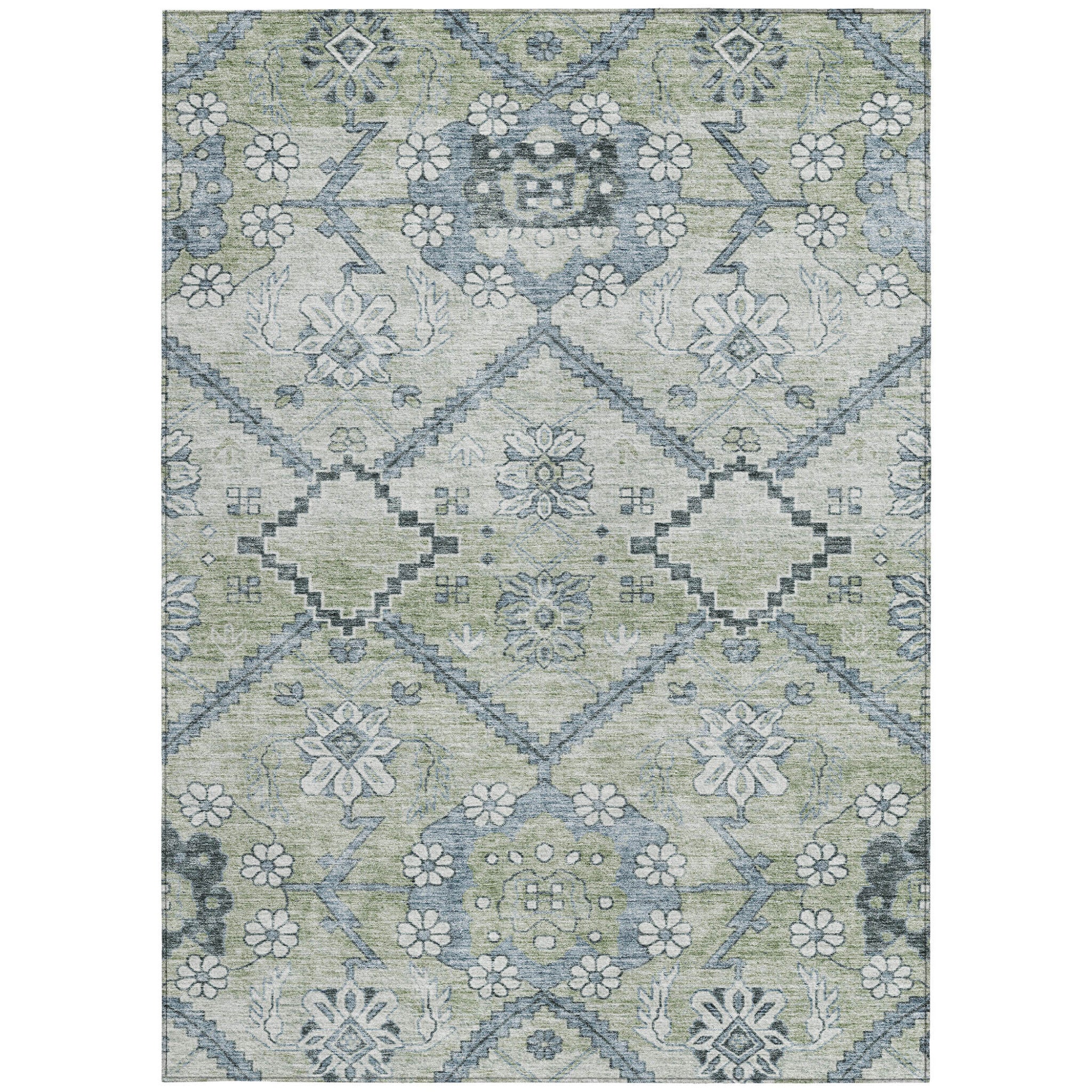 10' X 14' Floral Washable Indoor/Outdoor Area Rug