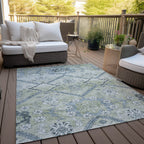 10' X 14' Floral Washable Indoor/Outdoor Area Rug
