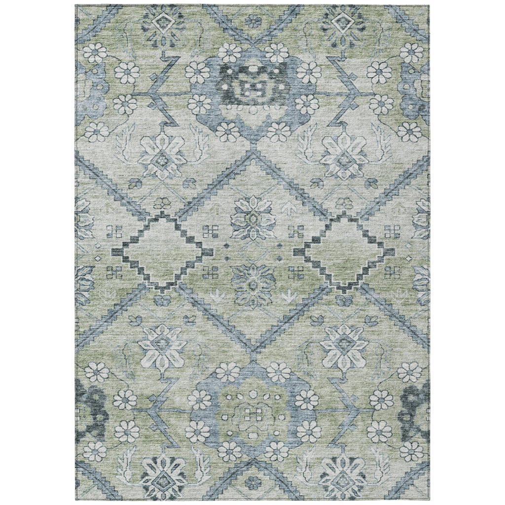 10' X 14' Floral Washable Indoor/Outdoor Area Rug