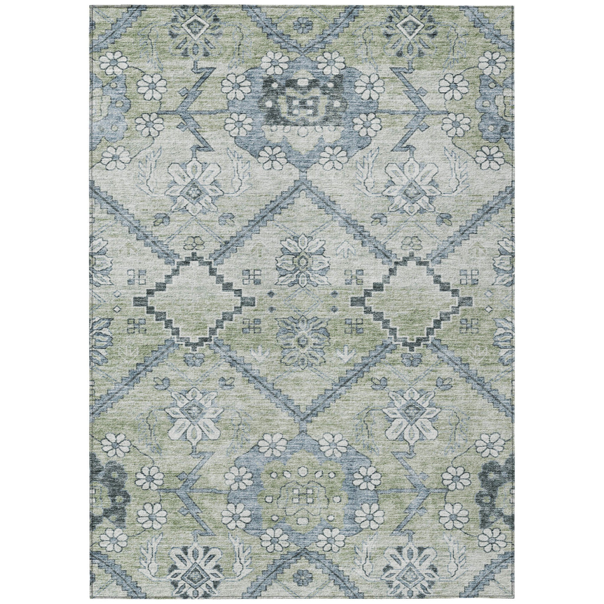 10' X 14' Floral Washable Indoor/Outdoor Area Rug