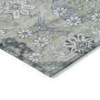 10' X 14' Floral Washable Indoor/Outdoor Area Rug