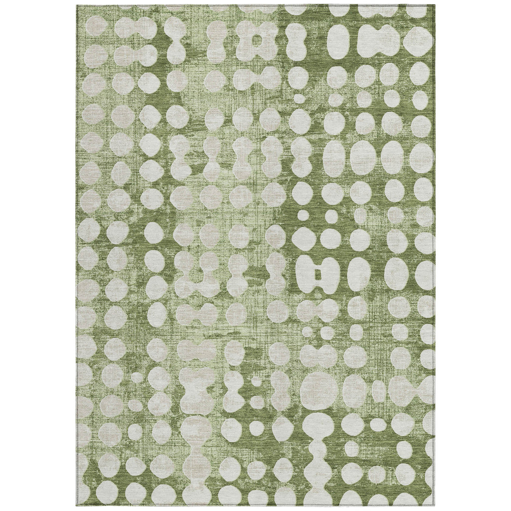 8′ × 10′ Artichoke Green & Ivory Abstract Indoor/Outdoor Rug