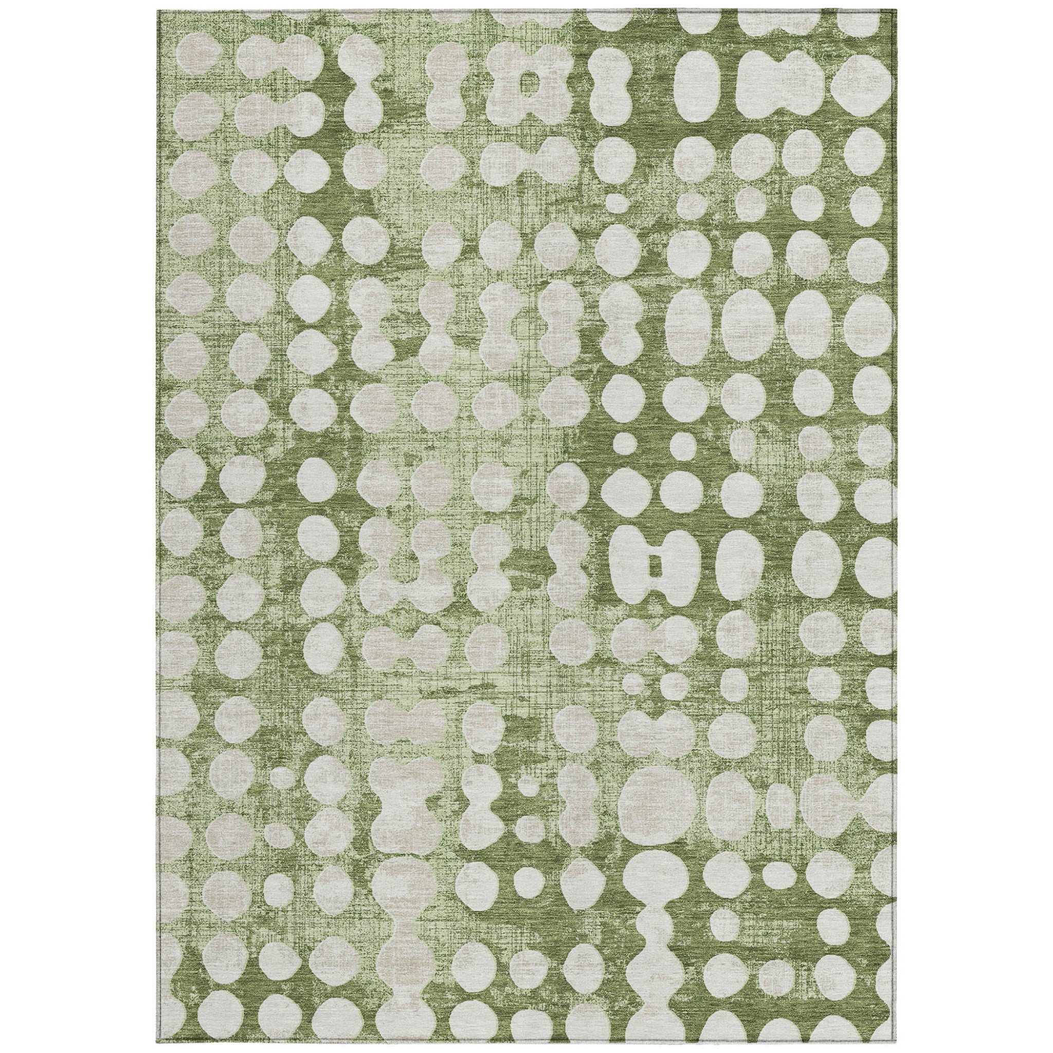 8′ × 10′ Artichoke Green & Ivory Abstract Indoor/Outdoor Rug
