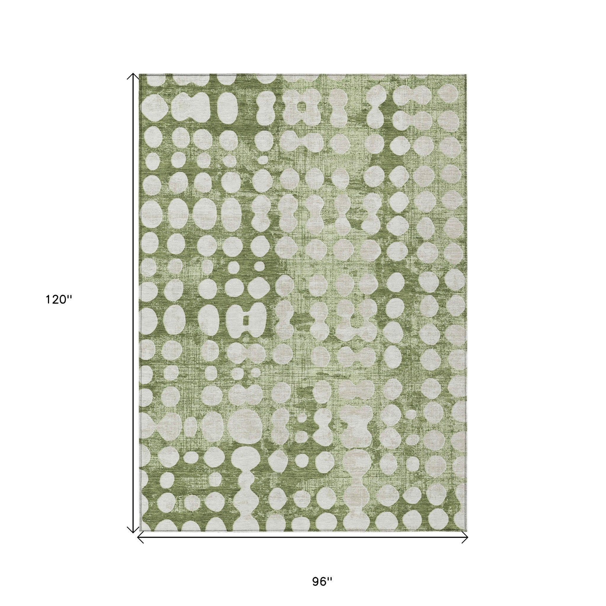 8′ × 10′ Artichoke Green & Ivory Abstract Indoor/Outdoor Rug