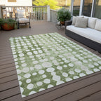 8′ × 10′ Artichoke Green & Ivory Abstract Indoor/Outdoor Rug
