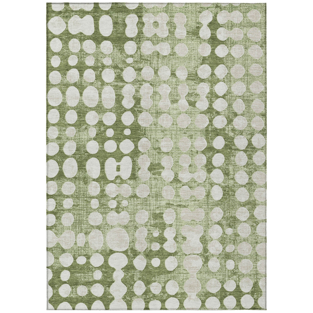 8′ × 10′ Artichoke Green & Ivory Abstract Indoor/Outdoor Rug