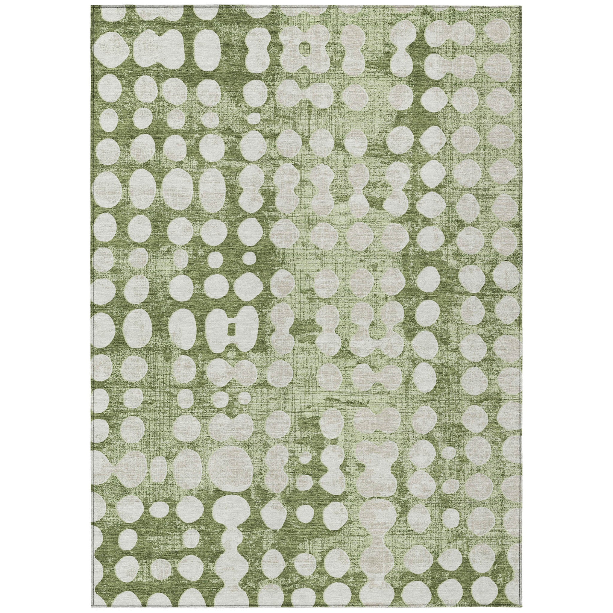 8′ × 10′ Artichoke Green & Ivory Abstract Indoor/Outdoor Rug