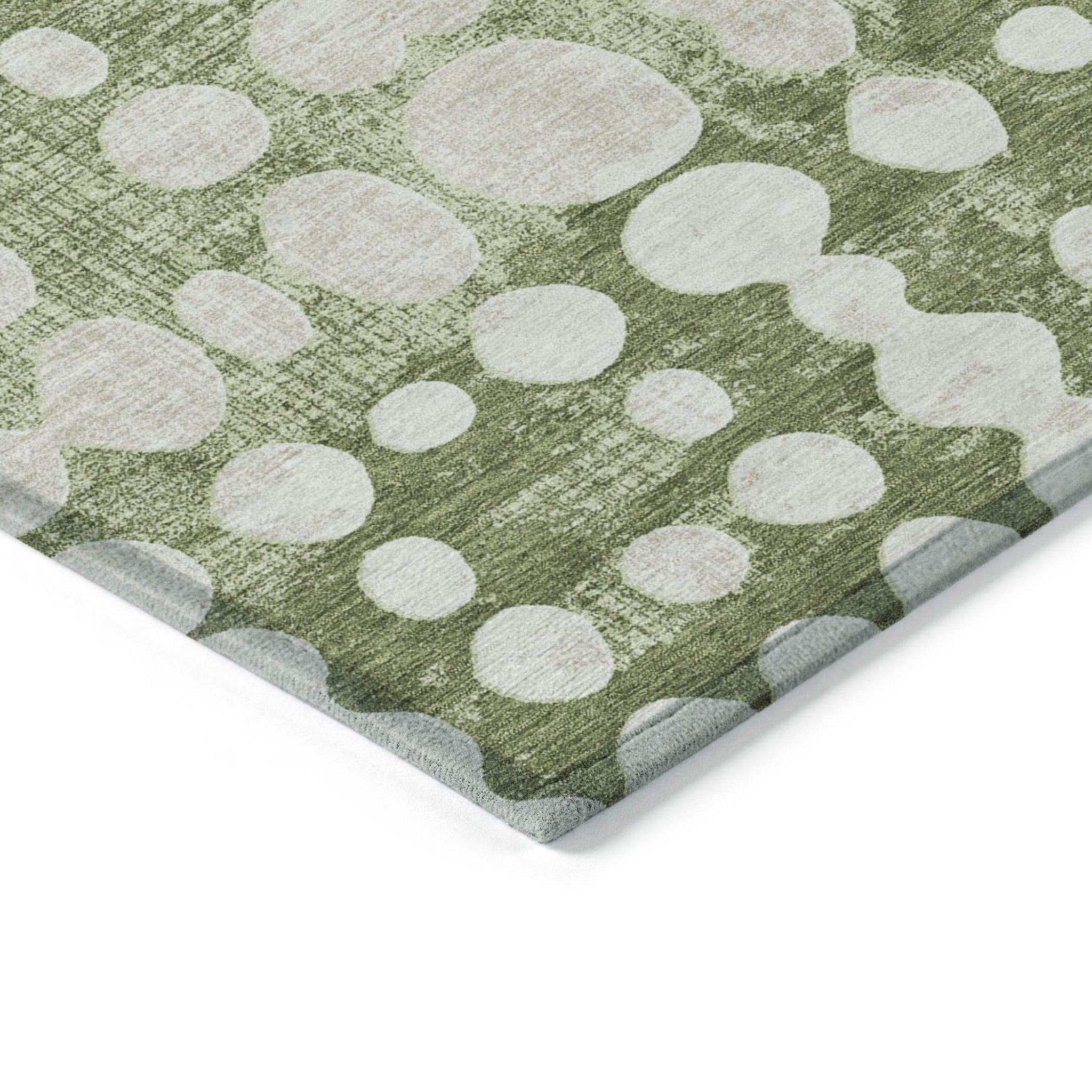 8′ × 10′ Artichoke Green & Ivory Abstract Indoor/Outdoor Rug