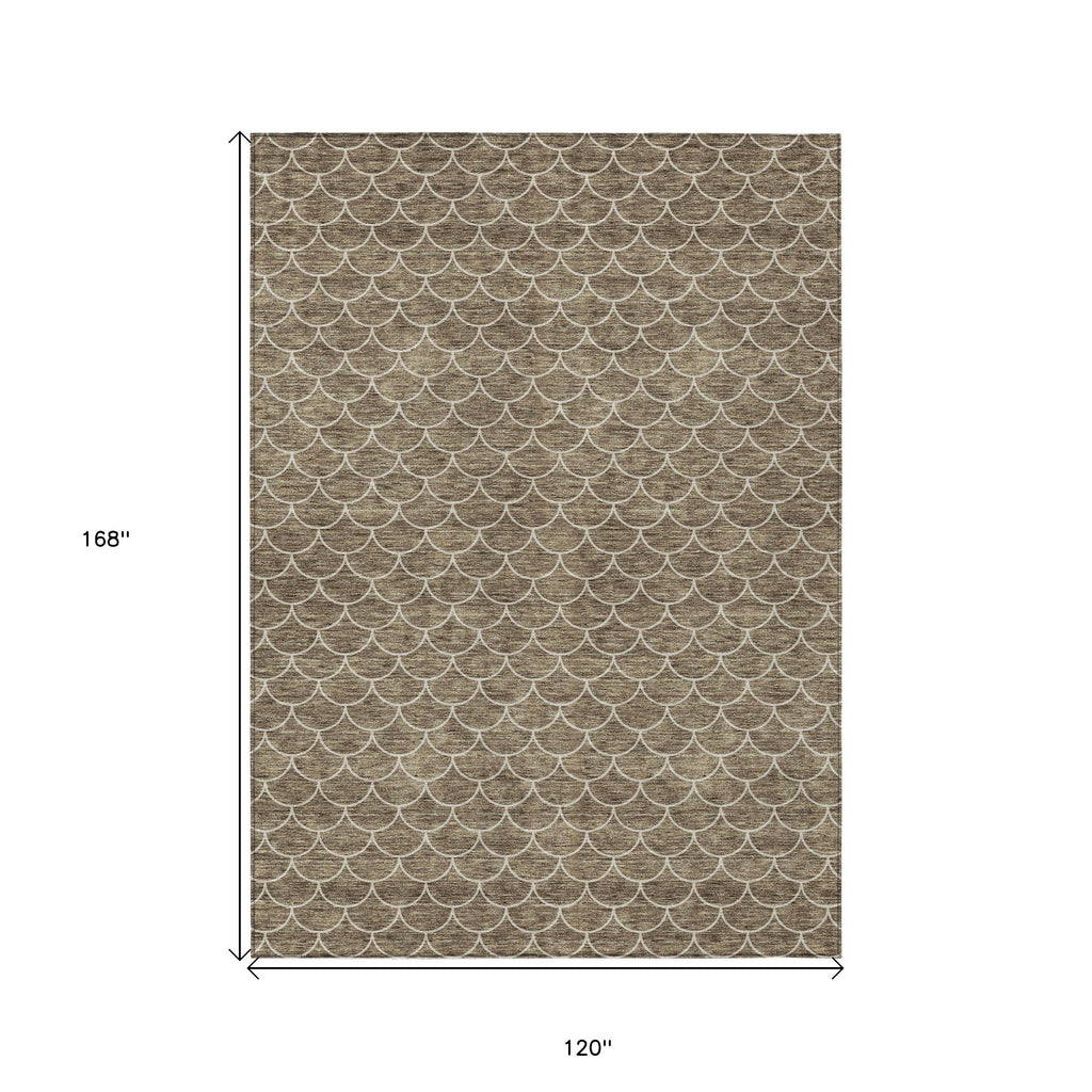 10' X 14' Geometric Washable Indoor/Outdoor Area Rug