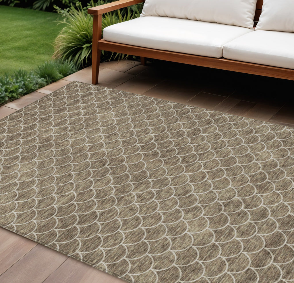 10' X 14' Geometric Washable Indoor/Outdoor Area Rug