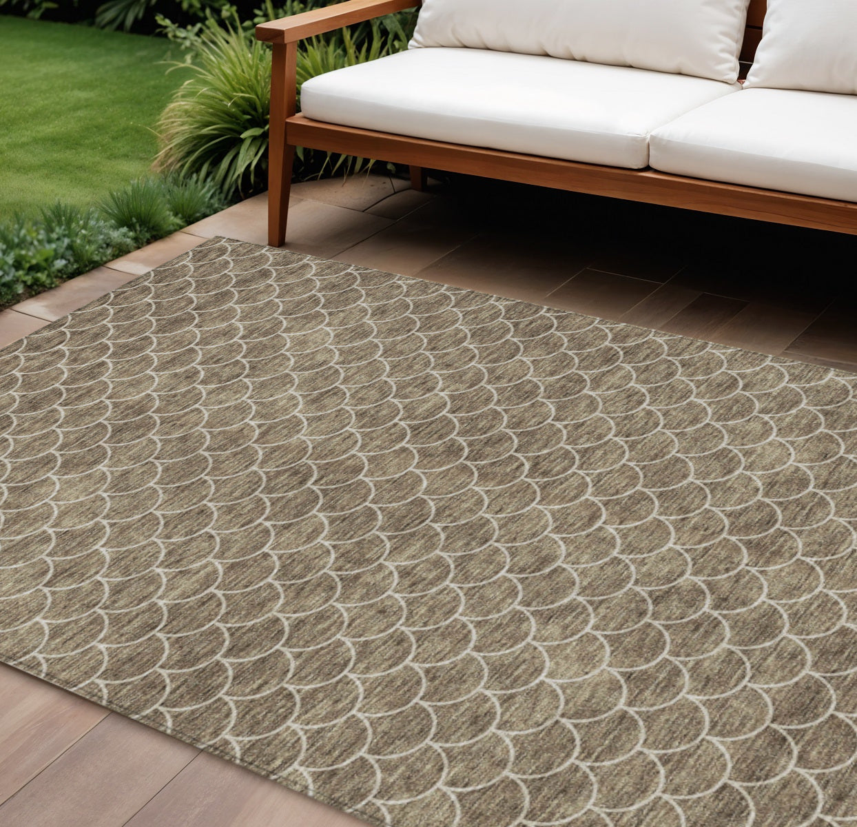 10' X 14' Geometric Washable Indoor/Outdoor Area Rug