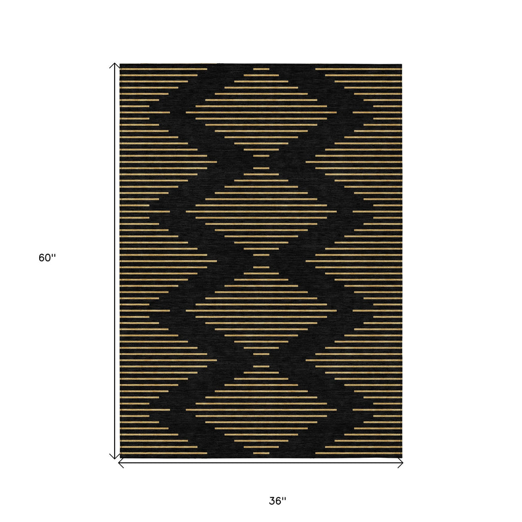 3' X 5' Geometric Washable Indoor/Outdoor Area Rug