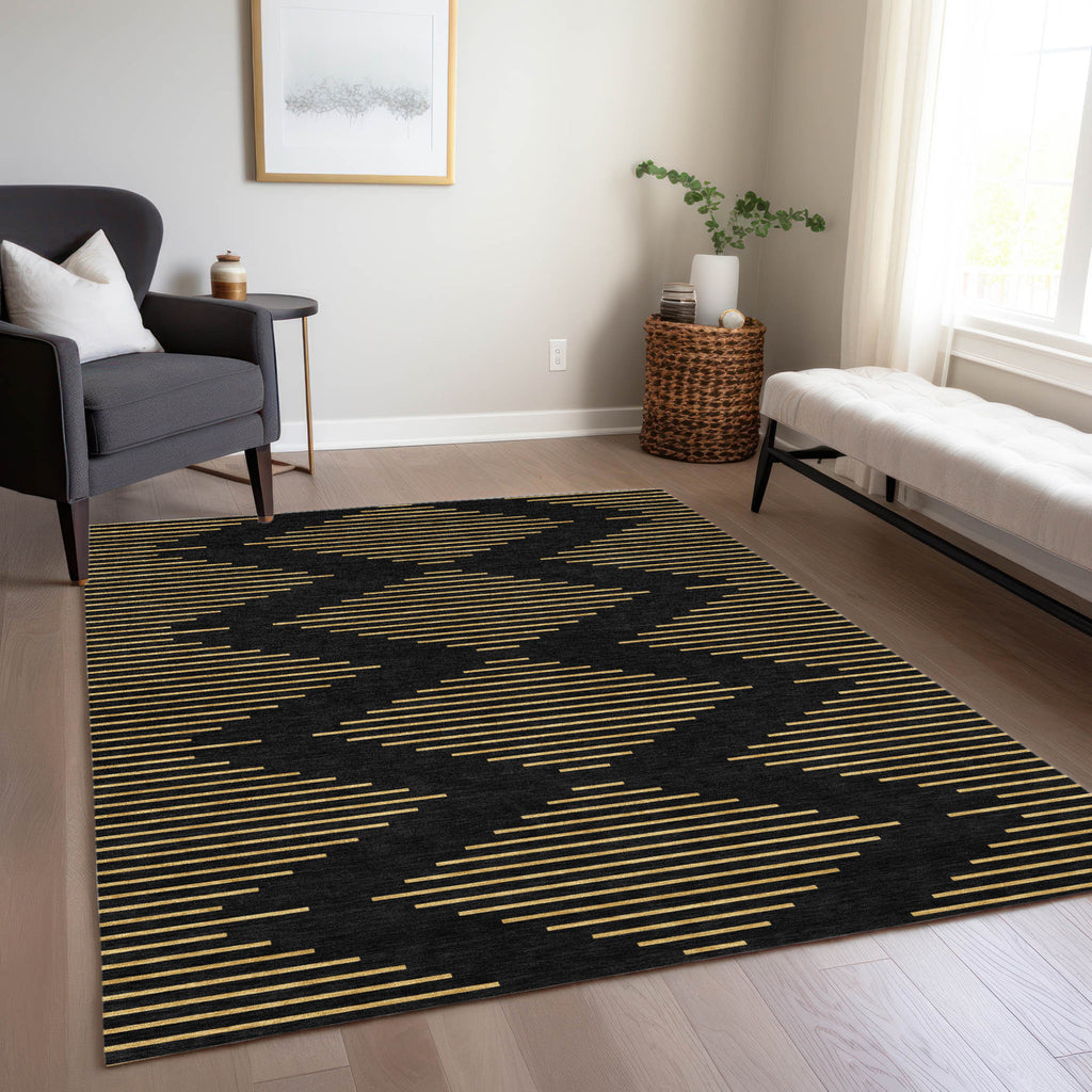 3' X 5' Geometric Washable Indoor/Outdoor Area Rug