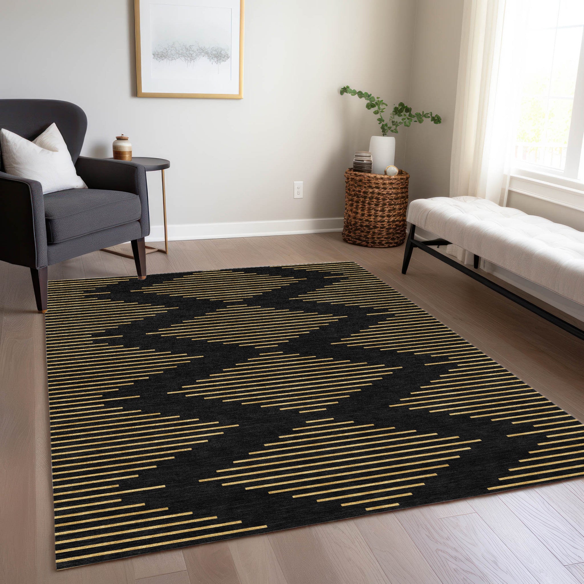 3' X 5' Geometric Washable Indoor/Outdoor Area Rug
