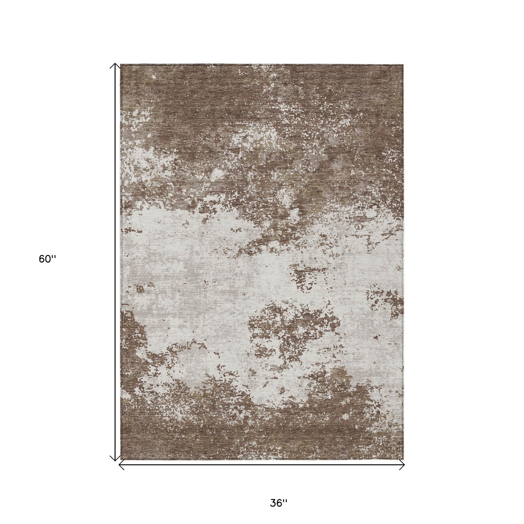 3' X 5' Bohemian Abstract Washable Indoor/Outdoor Area Rug