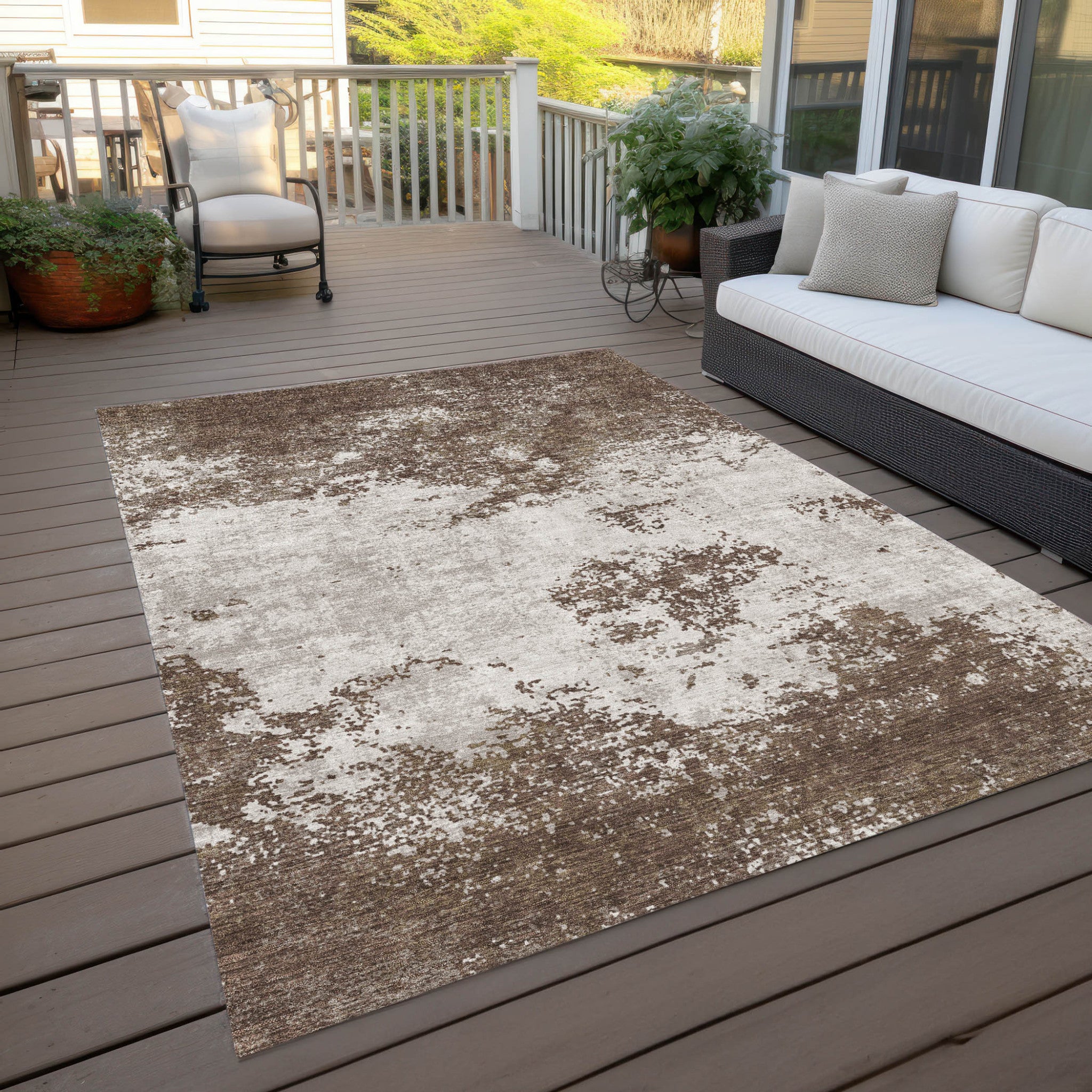 3' X 5' Bohemian Abstract Washable Indoor/Outdoor Area Rug