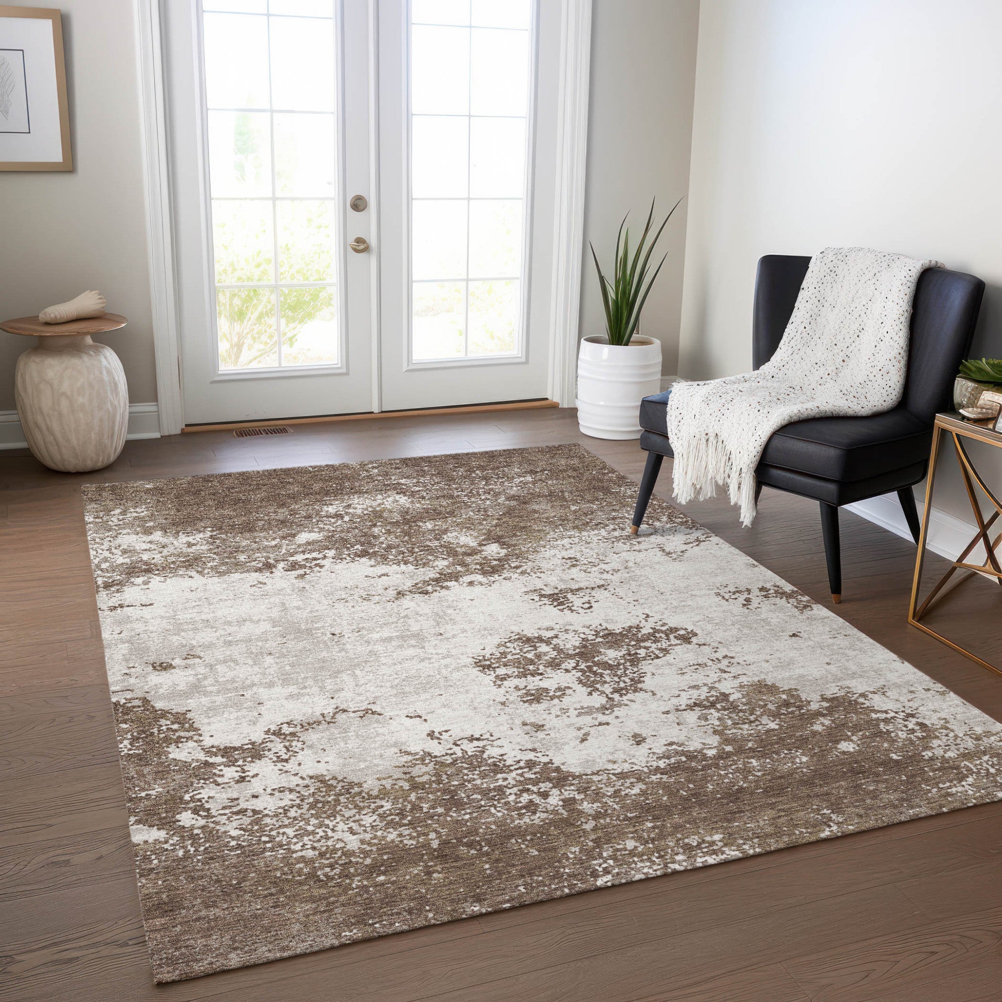 3' X 5' Bohemian Abstract Washable Indoor/Outdoor Area Rug