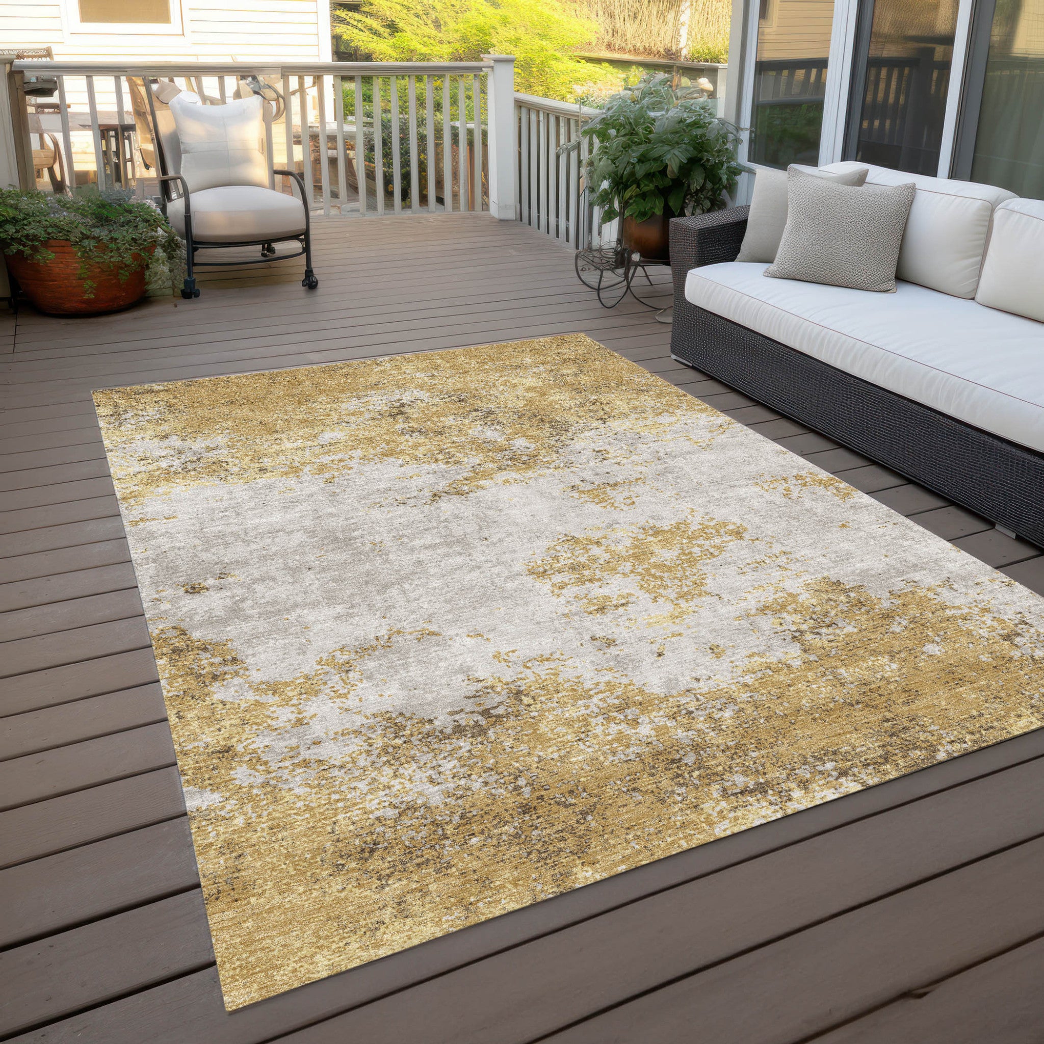 5' X 8' Abstract Washable Indoor Outdoor Area Rug