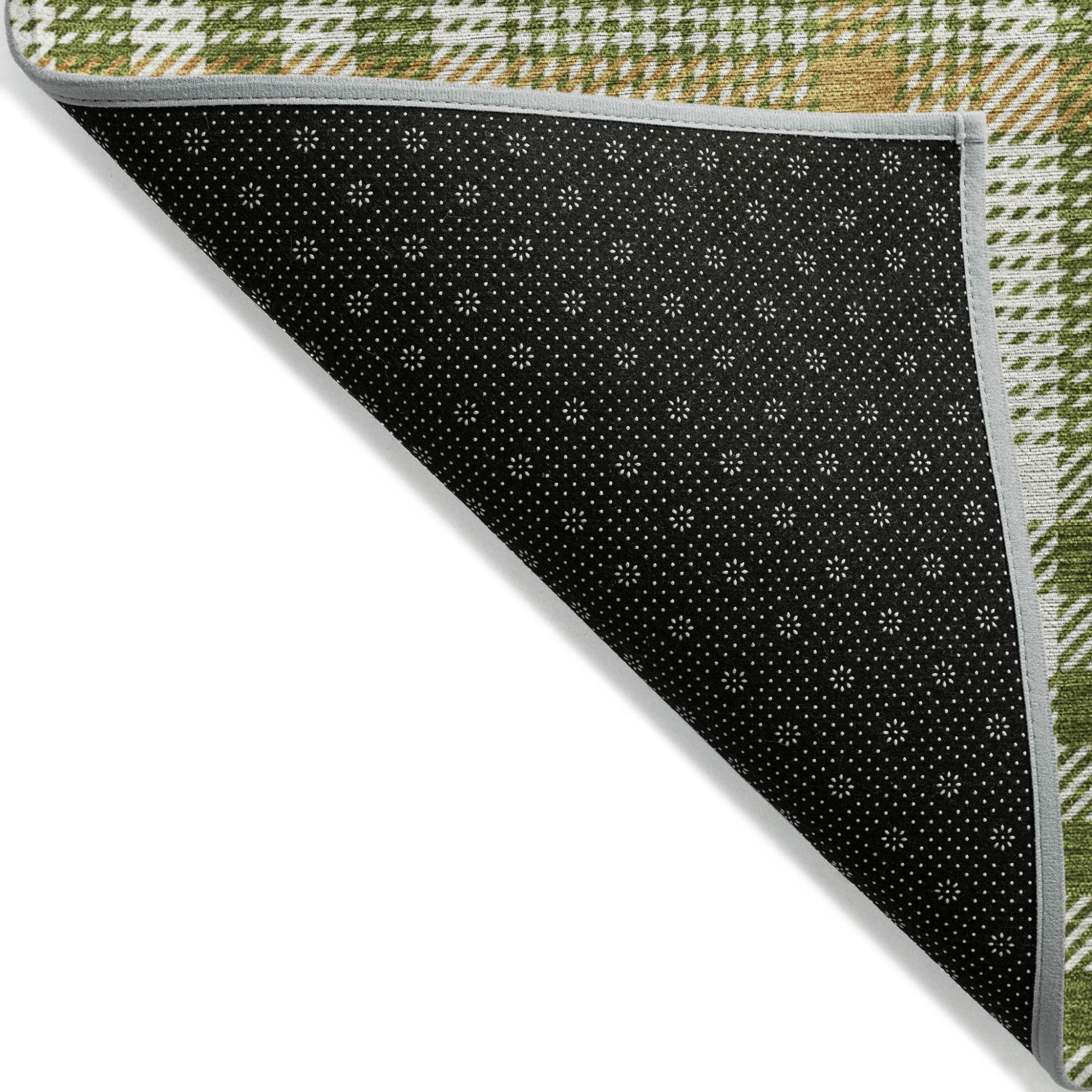 8' X 10' Olive Green Brown And Ivory Plaid Washable Indoor Outdoor Area Rug-2