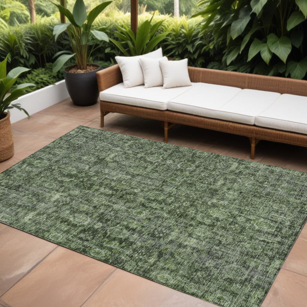 9' X 12' Damask Washable Indoor Outdoor Area Rug