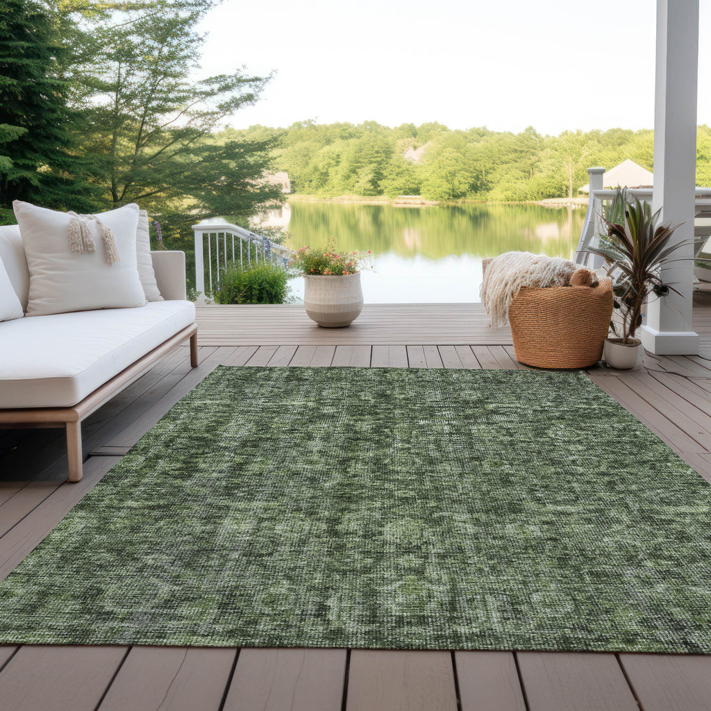 9' X 12' Damask Washable Indoor Outdoor Area Rug