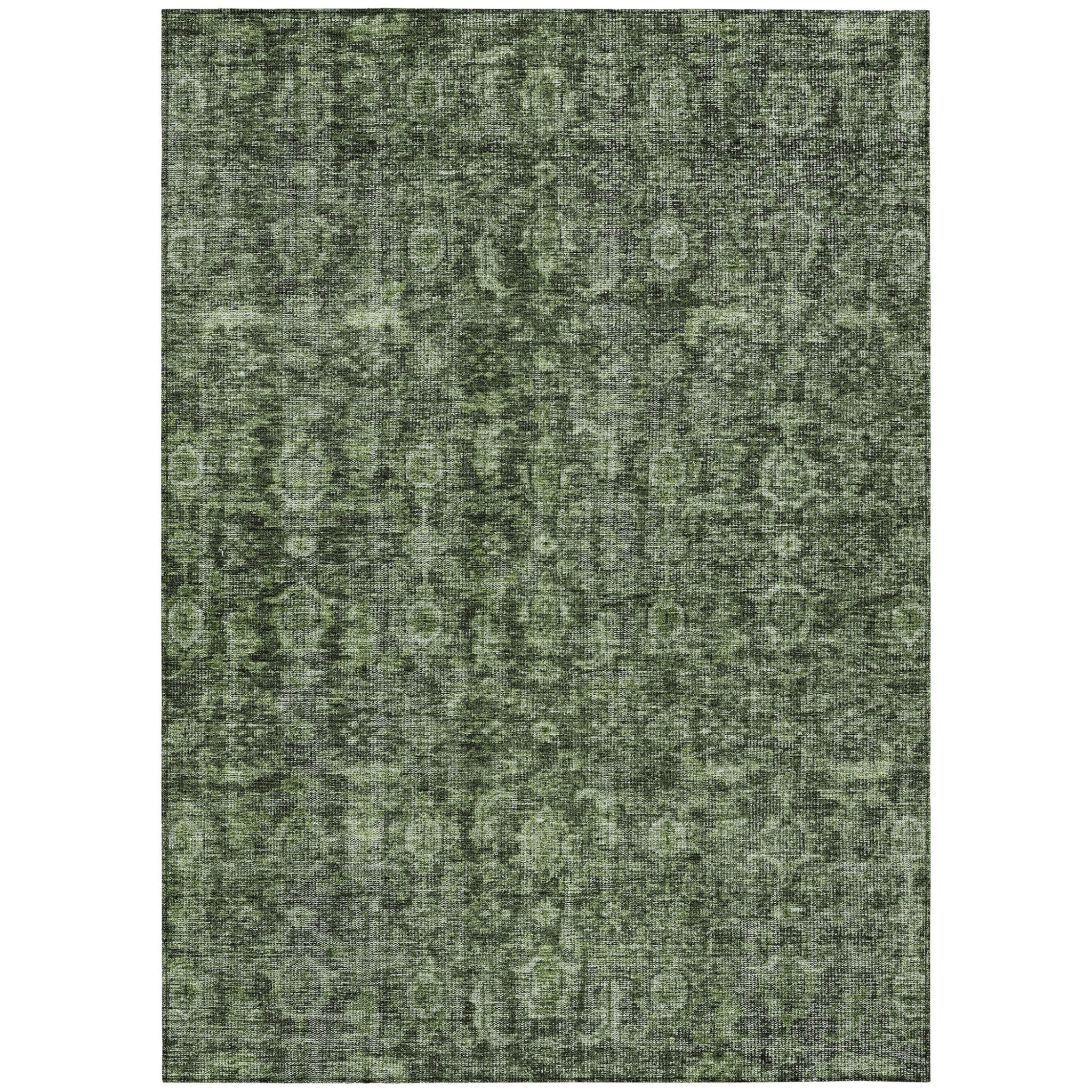 9' X 12' Damask Washable Indoor Outdoor Area Rug