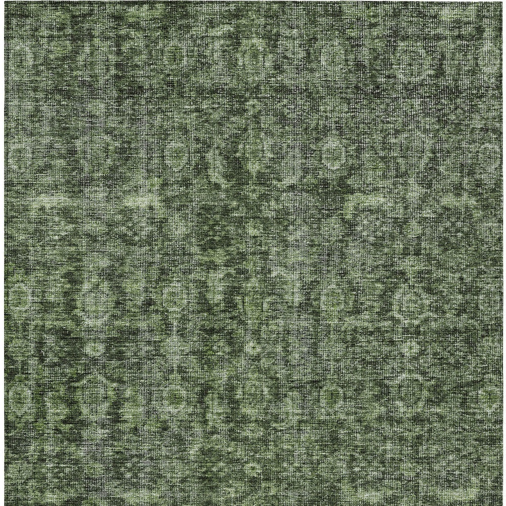 9' X 12' Damask Washable Indoor Outdoor Area Rug