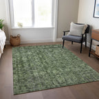 9' X 12' Damask Washable Indoor Outdoor Area Rug