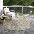 8' Round Abstract Washable Indoor/Outdoor Area Rug
