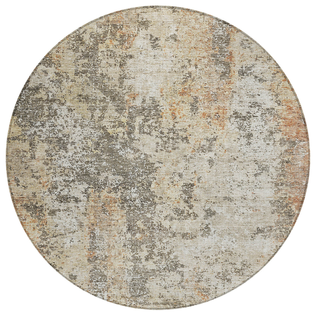 8' Round Abstract Washable Indoor/Outdoor Area Rug