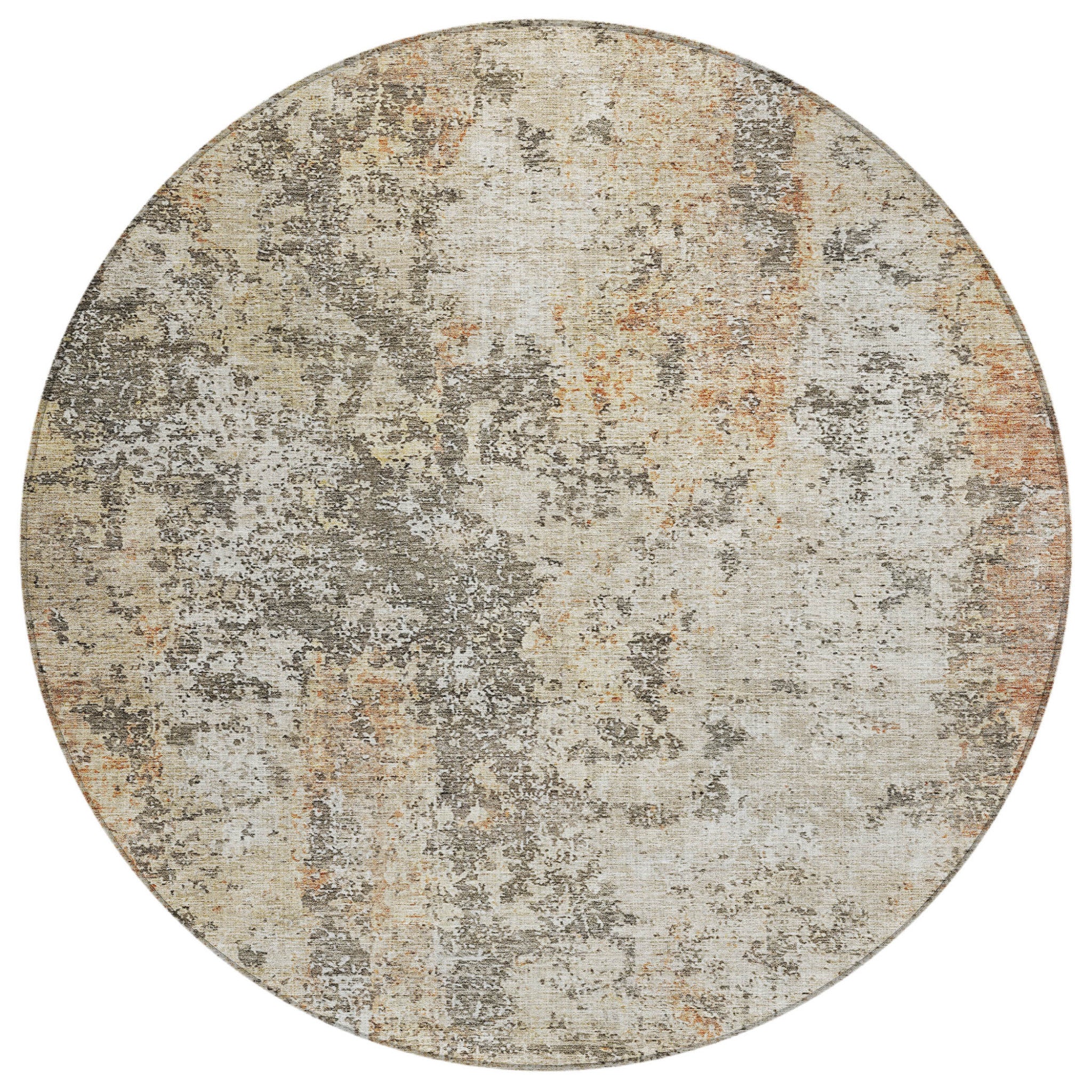 8' Round Abstract Washable Indoor/Outdoor Area Rug
