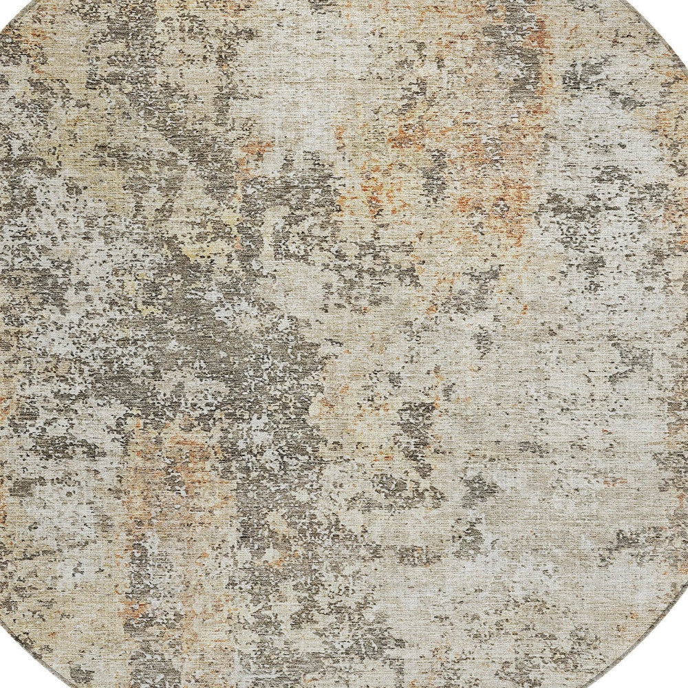8' Round Abstract Washable Indoor/Outdoor Area Rug