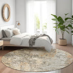 8' Round Abstract Washable Indoor/Outdoor Area Rug