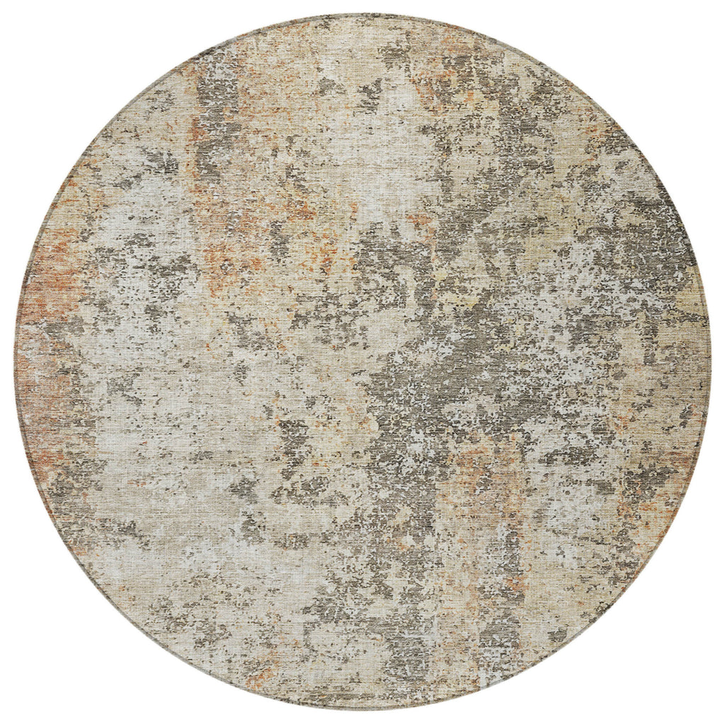 8' Round Abstract Washable Indoor/Outdoor Area Rug