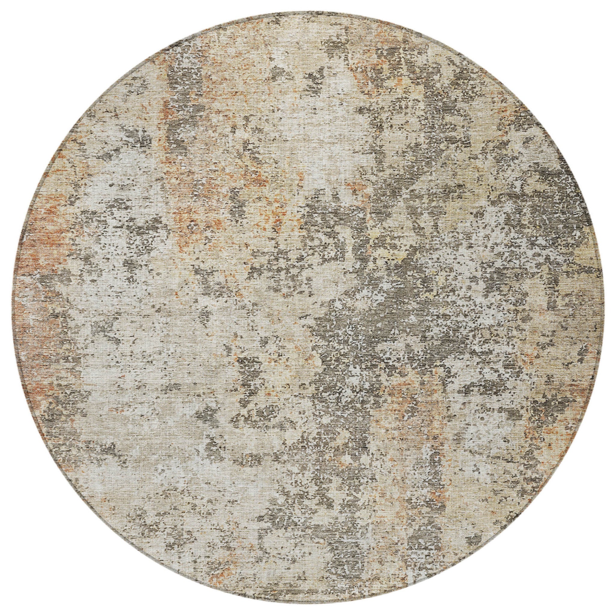 8' Round Abstract Washable Indoor/Outdoor Area Rug
