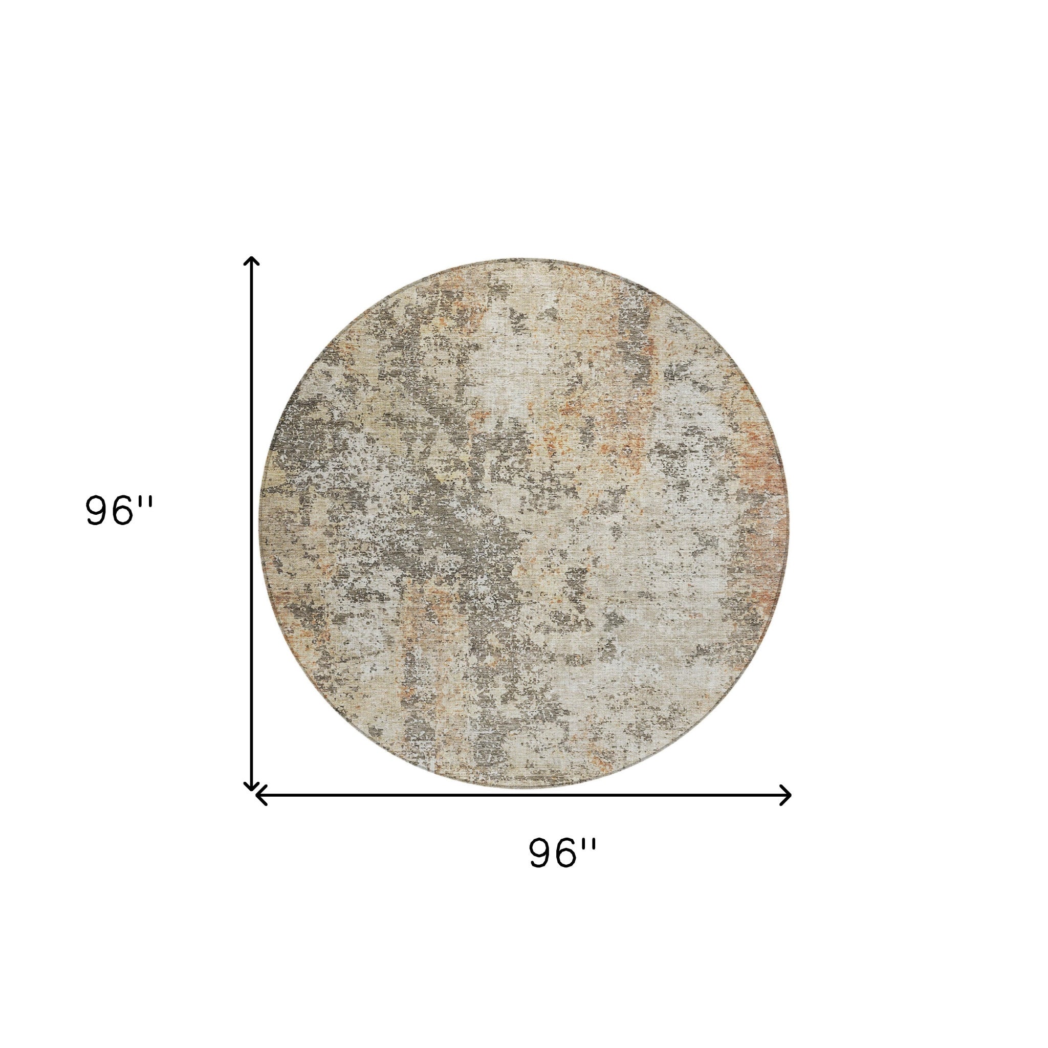 8' Round Abstract Washable Indoor/Outdoor Area Rug