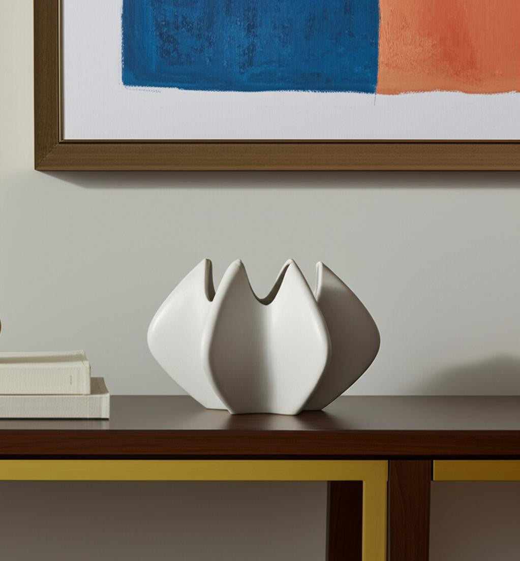 9" Cream Ceramic Table Vase