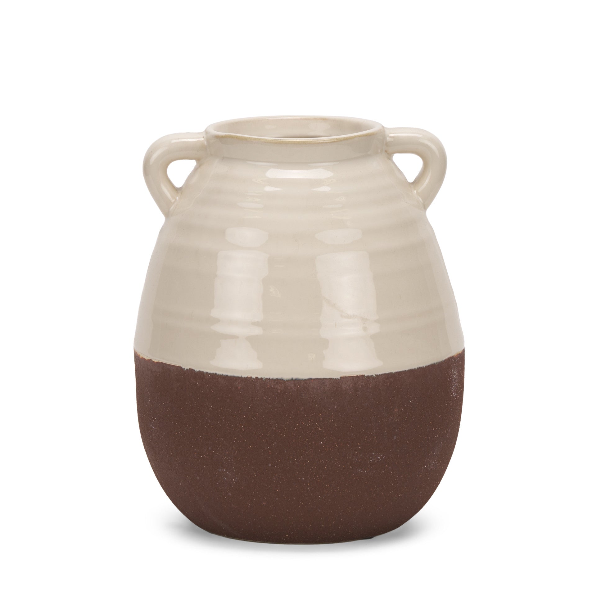 11" Cream Amphora Ceramic Table Vase