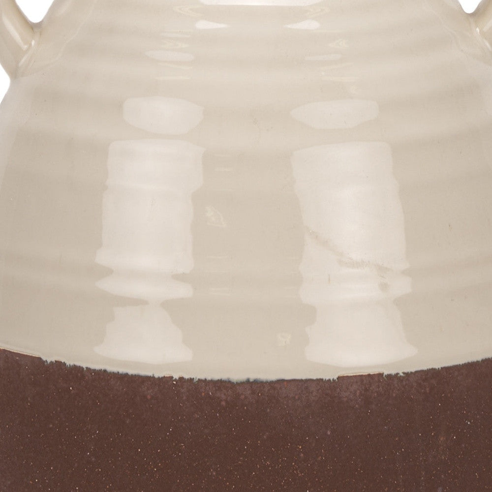 11" Cream Amphora Ceramic Table Vase