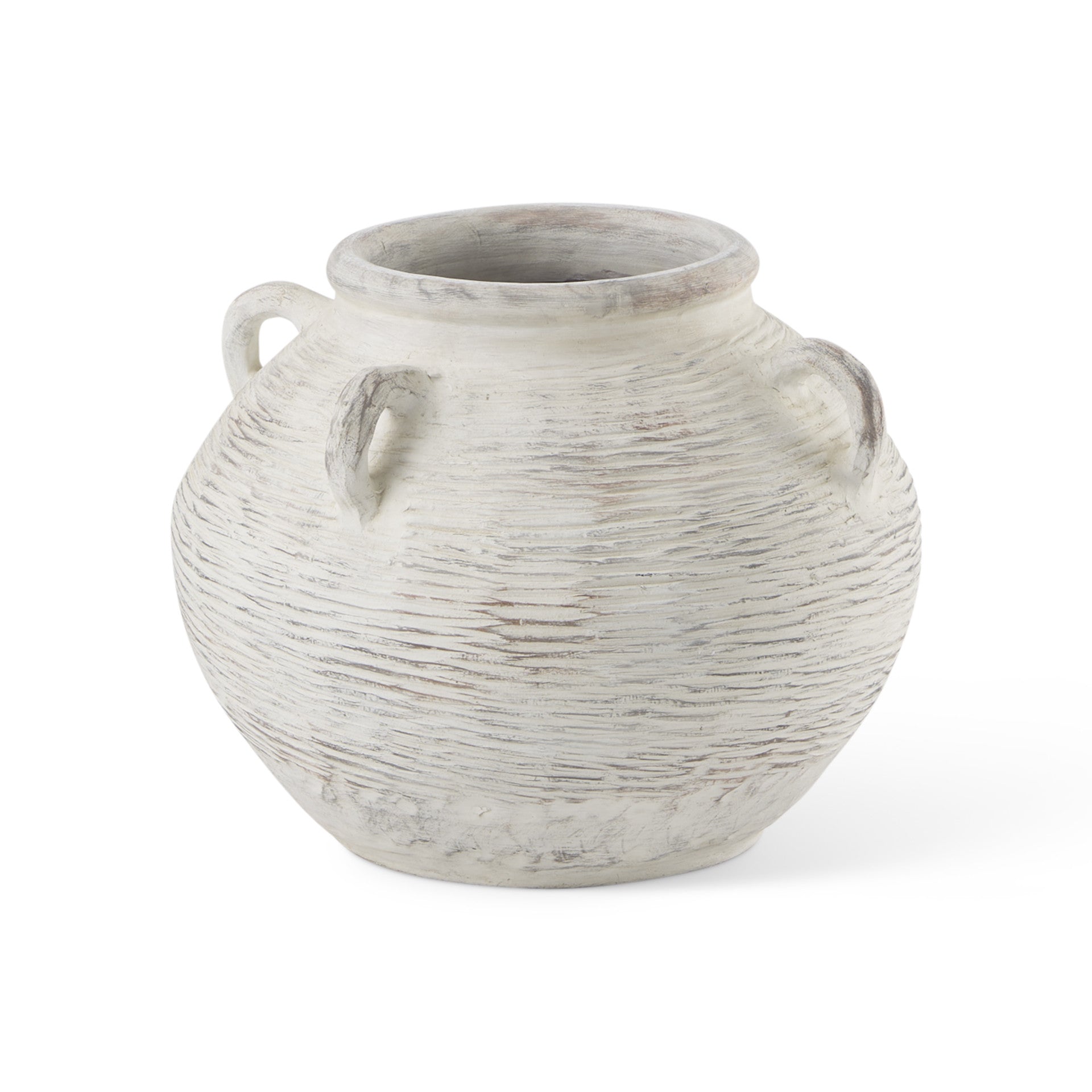 16" Cream Amphora Ceramic Floor Vase