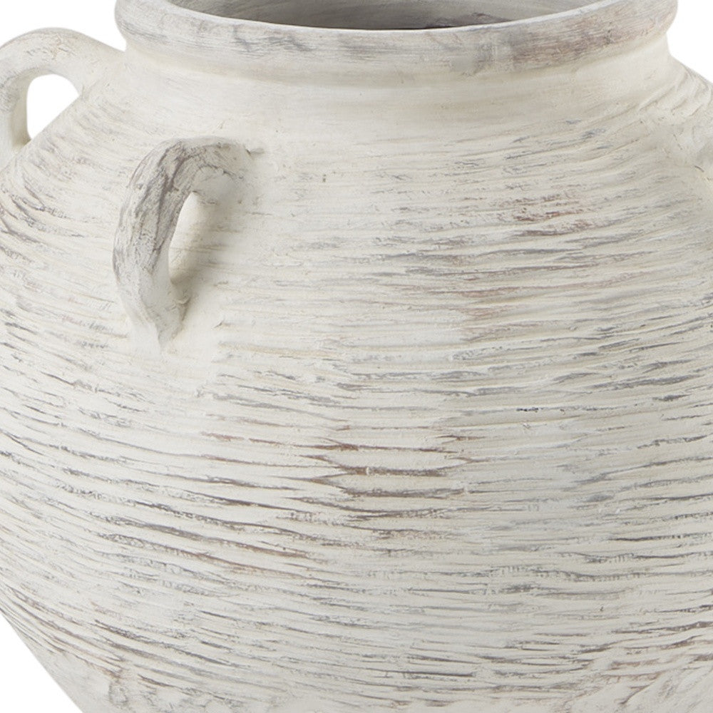 16" Cream Amphora Ceramic Floor Vase
