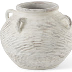 16" Cream Amphora Ceramic Floor Vase